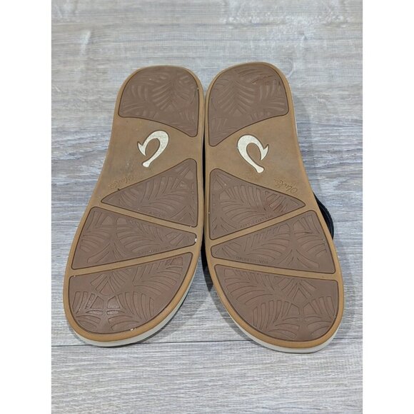 Olukai Nu'a Pi'o Sandals Womens Sz 10 Black Grip Rubber Flip Flops 20445 Summer - Picture 7 of 16